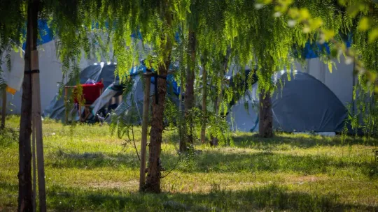 Barcelona to Clear Zona Franca Tent Encampment