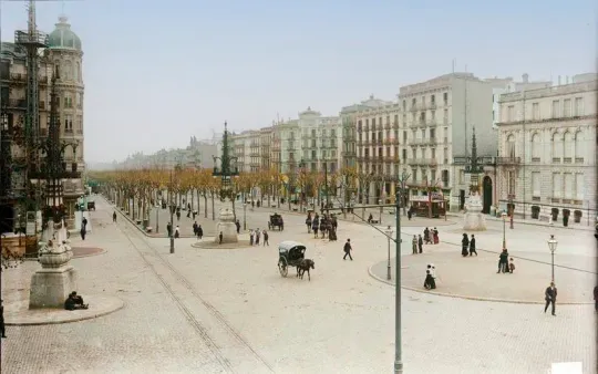 Historic Barcelona Intersection Revealed Through Colourised Photograph
