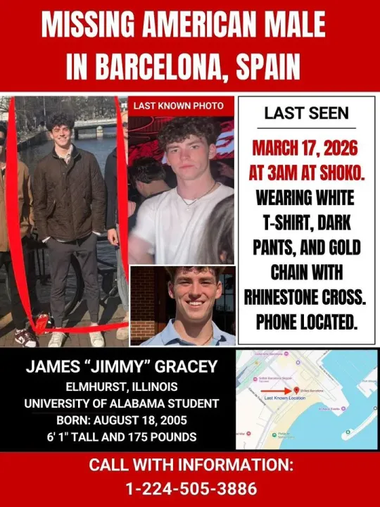 US Student Missing in Barcelona After Night Out