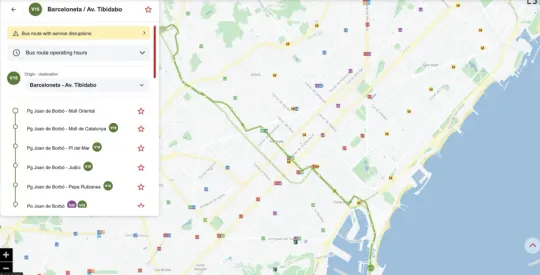 TMB V15 bus returns to Via Laietana uphill route on Monday