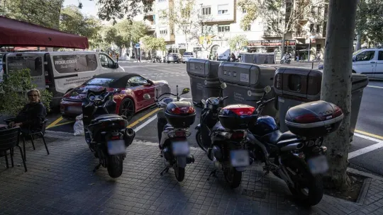 Barcelona Motorcycle Parking Blocks Waste Container Access