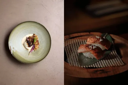 A plate of meticulously prepared sushi and sashimi, showcasing fresh ingredients and expert presentation.