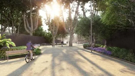 Architectural rendering of the new pedestrian walkway through Barcelona Zoo connecting Wellington Street to Ciutadella Park.