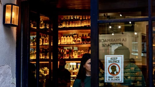 Terraces outside bars on Barcelona's Born promenade in the Old City