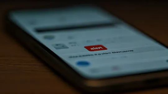 A smartphone screen displaying a fraud alert notification, with a blurred background.