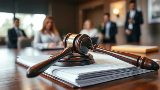 Judge's gavel on legal documents, symbolising justice.