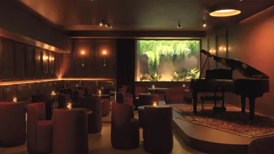 Rendering of the new Club del Disco Barcelona venue interior, showing a concert stage, record shelves, and a bar area.