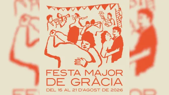 Official poster for Festa Major de Gràcia 2026 featuring a community dance floor with people dancing.
