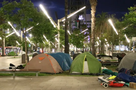 Pro-Palestine activists camp indefinitely at Drassanes