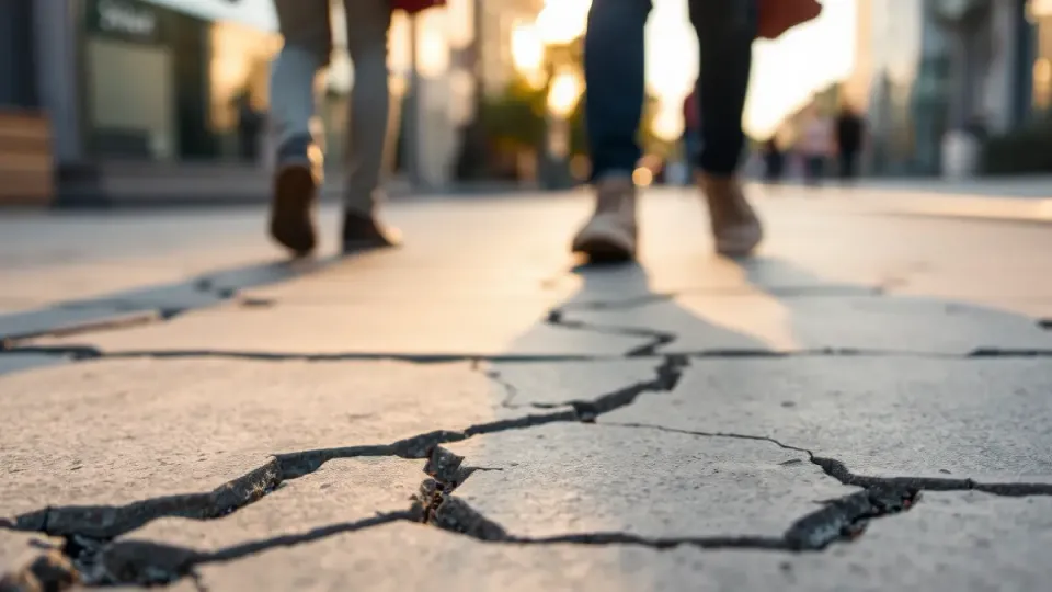 A pedestrian walking along a public pavement in Badalona.