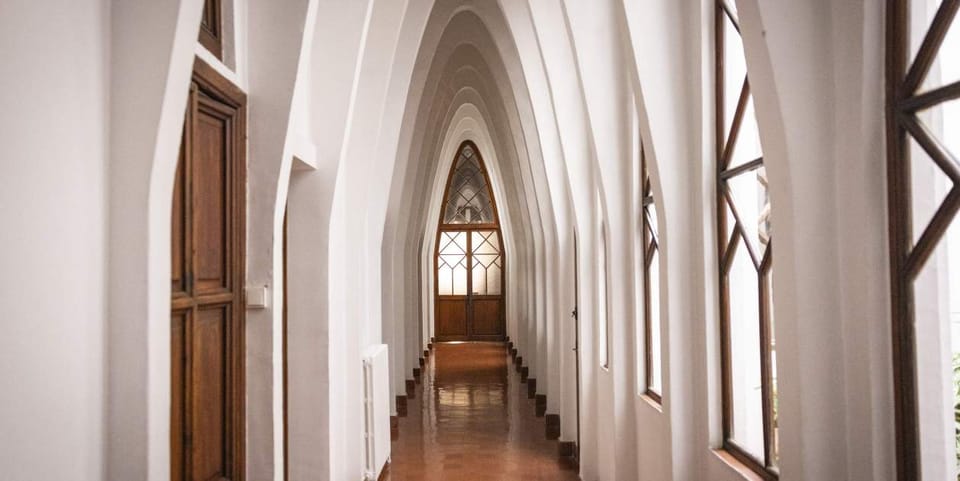 Exterior of Antoni Gaudí's Col·legi de les Teresianes in Barcelona's Sarrià-Sant Gervasi district.