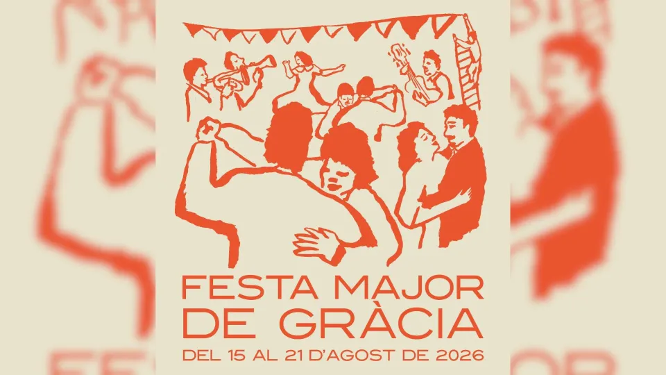 Official poster for Festa Major de Gràcia 2026 featuring a community dance floor with people dancing.