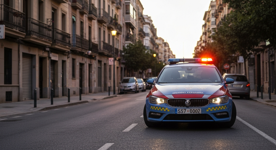 Mossos d Esquadra patrol car on a Barcelona street