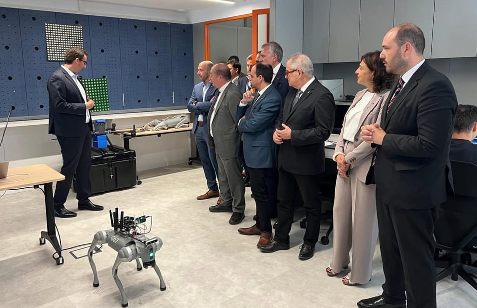 Officials inaugurate the i2CAT research centre's new headquarters at Pier01 in Barcelona's Palau de Mar.