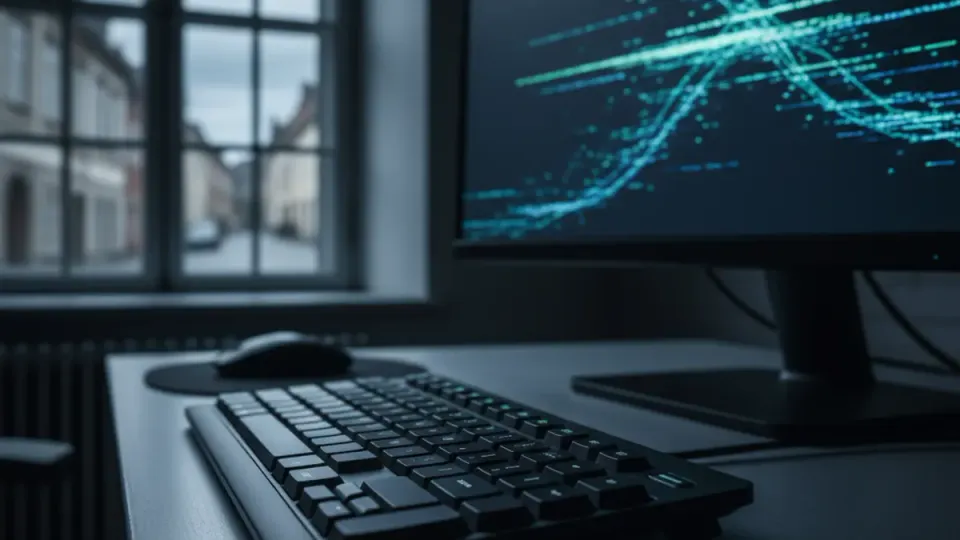 A close-up of a computer keyboard with lines of code displayed on the screen, symbolising a cyberattack.