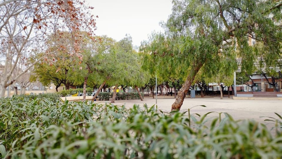 An artist's rendering of the proposed sports centre integrated into Alhambra Park in L'Hospitalet de Llobregat.